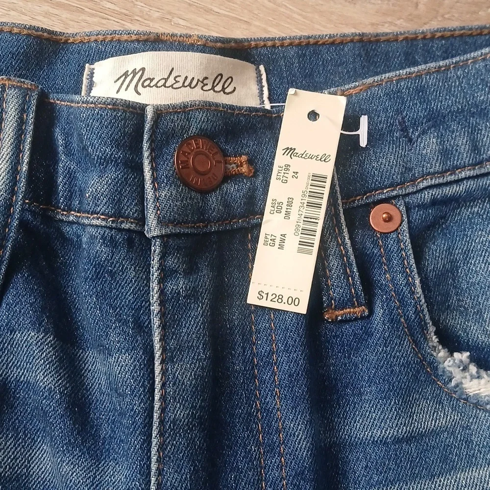 NEW Madewell Jeans Denim Distressed High Rise Slim Size 24 - Picture 9 of 11